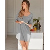 Ekouaer Nightgowns for Women Bamboo Viscose Short Sleeve Sleepshirt(Light Grey)