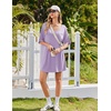 Ekouaer Nightgowns for Women Bamboo Viscose Short Sleeve Sleepshirt(Light Purple)
