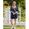 Ekouaer Nightgowns for Women Bamboo Viscose Short Sleeve Sleepshirt(Navy Blue)