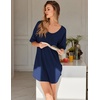 Ekouaer Nightgowns for Women Bamboo Viscose Short Sleeve Sleepshirt(Navy Blue)