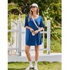 Ekouaer Nightgowns for Women Bamboo Viscose Short Sleeve Sleepshirt(Peacock Blue)