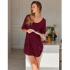 Ekouaer Nightgowns for Women Bamboo Viscose Short Sleeve Sleepshirt(Red)