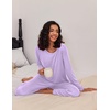 Ekouaer Women’s 2 Pack Pajama Sets Long Sleeve Lounge Set Soft Comfy Pjs(A-lilac Dots/Navy Star)