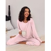 Ekouaer Women’s 2 Pack Pajama Sets Long Sleeve Lounge Set Soft Comfy Pjs(A-pink Stripe/Navy Dots)