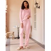 Ekouaer Women’s 2 Pack Pajama Sets Long Sleeve Lounge Set Soft Comfy Pjs(A-pink Stripe/Navy Dots)