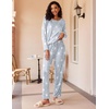 Ekouaer Women’s 2 Pack Pajama Sets Long Sleeve Lounge Set Soft Comfy Pjs(A-rose Red/Gray Star)