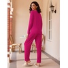 Ekouaer Women’s 2 Pack Pajama Sets Long Sleeve Lounge Set Soft Comfy Pjs(A-rose Red/Gray Star)