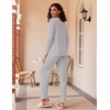 Ekouaer Women’s 2 Pack Pajama Sets Long Sleeve Lounge Set Soft Comfy Pjs(Black Stripe/Light Green)