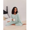 Ekouaer Women’s 2 Pack Pajama Sets Long Sleeve Lounge Set Soft Comfy Pjs(Black Stripe/Light Green)