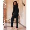 Ekouaer Women’s 2 Pack Pajama Sets Long Sleeve Lounge Set Soft Comfy Pjs(Black/Black Leopard)