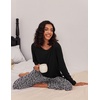 Ekouaer Women’s 2 Pack Pajama Sets Long Sleeve Lounge Set Soft Comfy Pjs(Black/Black Leopard)