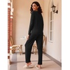 Ekouaer Women’s 2 Pack Pajama Sets Long Sleeve Lounge Set Soft Comfy Pjs(Black/Flower)