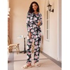 Ekouaer Women’s 2 Pack Pajama Sets Long Sleeve Lounge Set Soft Comfy Pjs(Black/Flower)