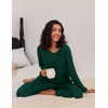 Ekouaer Women’s 2 Pack Pajama Sets Long Sleeve Lounge Set Soft Comfy Pjs(Black/Green)
