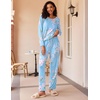 Ekouaer Women’s 2 Pack Pajama Sets Long Sleeve Lounge Set Soft Comfy Pjs(Blue Flower/Wine Red Flower)