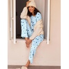 Ekouaer Women’s 2 Pack Pajama Sets Long Sleeve Lounge Set Soft Comfy Pjs(Blue Stripe/Star Print)