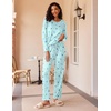 Ekouaer Women’s 2 Pack Pajama Sets Long Sleeve Lounge Set Soft Comfy Pjs(Coffee / Star Print)