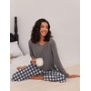 Ekouaer Women’s 2 Pack Pajama Sets Long Sleeve Lounge Set Soft Comfy Pjs(Gray Plaid/Navy Dots)