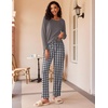 Ekouaer Women’s 2 Pack Pajama Sets Long Sleeve Lounge Set Soft Comfy Pjs(Gray Plaid/Navy Dots)