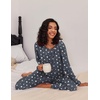 Ekouaer Women’s 2 Pack Pajama Sets Long Sleeve Lounge Set Soft Comfy Pjs(Gray Star/Navy Blue)