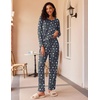 Ekouaer Women’s 2 Pack Pajama Sets Long Sleeve Lounge Set Soft Comfy Pjs(Gray Star/Navy Blue)
