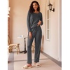 Ekouaer Women’s 2 Pack Pajama Sets Long Sleeve Lounge Set Soft Comfy Pjs(Gray/Blue Flower)