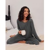 Ekouaer Women’s 2 Pack Pajama Sets Long Sleeve Lounge Set Soft Comfy Pjs(Gray/Blue Flower)