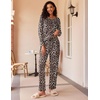 Ekouaer Women’s 2 Pack Pajama Sets Long Sleeve Lounge Set Soft Comfy Pjs(Leopard/Navy Dots)