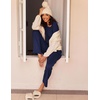 Ekouaer Women’s 2 Pack Pajama Sets Long Sleeve Lounge Set Soft Comfy Pjs(Navy/Navy Flower)