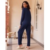 Ekouaer Women’s 2 Pack Pajama Sets Long Sleeve Lounge Set Soft Comfy Pjs(Navy/Navy Flower)