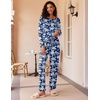 Ekouaer Women’s 2 Pack Pajama Sets Long Sleeve Lounge Set Soft Comfy Pjs(Navy/Navy Flower)