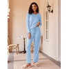 Ekouaer Women’s 2 Pack Pajama Sets Long Sleeve Lounge Set Soft Comfy Pjs(Pink Bow/Light Blue)