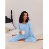 Ekouaer Women’s 2 Pack Pajama Sets Long Sleeve Lounge Set Soft Comfy Pjs(Pink Bow/Light Blue)