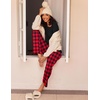 Ekouaer Women’s 2 Pack Pajama Sets Long Sleeve Lounge Set Soft Comfy Pjs(Wine Red Plaid/Black Red Plaid)