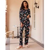 Ekouaer Women’s 2 Pack Pajama Sets Long Sleeve Lounge Set Soft Comfy Pjs(Wine Red/Black Flower)