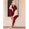 Ekouaer Women’s 2 Pack Pajama Sets Long Sleeve Lounge Set Soft Comfy Pjs(Wine Red/Black Flower)