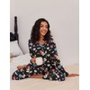 Ekouaer Women’s 2 Pack Pajama Sets Long Sleeve Lounge Set Soft Comfy Pjs(Wine Red/Black Flower)