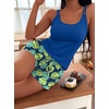 Ekouaer Womens Cami Pajama Set Summer Tank Top and Shorts Set S-XXL(Hawaiian Blue Green Leaves)