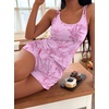 Ekouaer Womens Cami Pajama Set Summer Tank Top and Shorts Set S-XXL(Pink Floral Leaves)