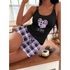 Ekouaer Womens Cami Pajama Set Summer Tank Top and Shorts Set S-XXL(Purple Love Plaid)