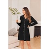 Ekouaer Womens Nightgown Long Sleeve Nightshirt Soft Button Down Sleepshirt(Black)