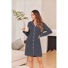 Ekouaer Womens Nightgown Long Sleeve Nightshirt Soft Button Down Sleepshirt(Dark Grey)