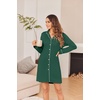 Ekouaer Womens Nightgown Long Sleeve Nightshirt Soft Button Down Sleepshirt(Evergreen)