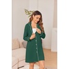 Ekouaer Womens Nightgown Long Sleeve Nightshirt Soft Button Down Sleepshirt(Evergreen)