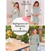 Ekouaer Womens Nightgown Long Sleeve Nightshirt Soft Button Down Sleepshirt(Light Green)