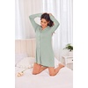Ekouaer Womens Nightgown Long Sleeve Nightshirt Soft Button Down Sleepshirt(Light Green)