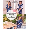 Ekouaer Womens Nightgown Long Sleeve Nightshirt Soft Button Down Sleepshirt(Navy Floral)