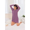 Ekouaer Womens Nightgown Long Sleeve Nightshirt Soft Button Down Sleepshirt(Purple)