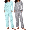 Ekouaer Women’s 2 Pack Pajama Sets Long Sleeve Lounge Set Soft Comfy Pjs(Coffee / Star Print)