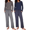 Ekouaer Women’s 2 Pack Pajama Sets Long Sleeve Lounge Set Soft Comfy Pjs(Gray Plaid/Navy Dots)